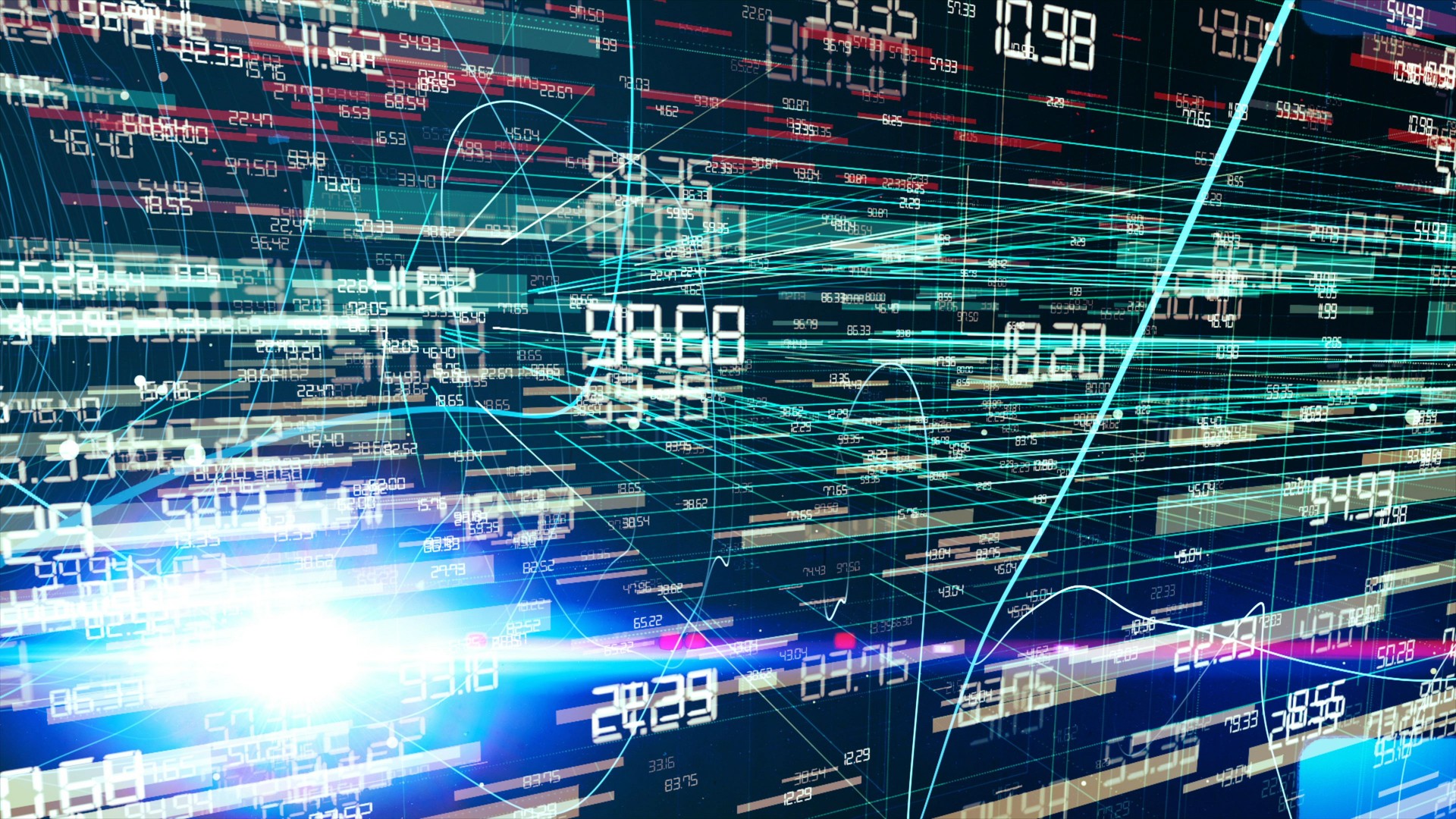 Números Digitais fluindo em um ambiente digital de alta tecnologia